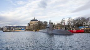 Den tyske ubåten U-36 (S186) tilhørende 212-klassen har vært operativ siden i oktober i fjor. Her er den på oslobesøk. <i>Foto: Kongsberg</i>