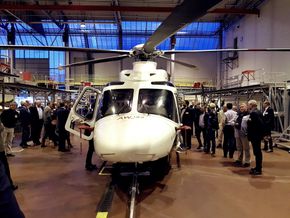 Leonardo Helicopters fløy oppover et AW189 til Solakonferansen for et halvt år siden. <i>Foto: Per Erlien Dalløkken</i>