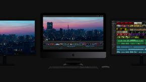 iMac Pro har fire Thunderbolt 3-porter og kan kobles til opptil to 5K-skjermer samtidig med to RAID-lagringsløsninger. <i>Foto: Apple</i>