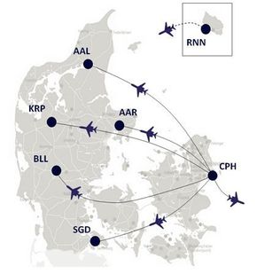 Ingen av dagens innenriksruter i Danmark er på over 250 km. Derfor er det innlysende at de i framtiden burde kunne betjenes av elektriske passasjerfly. <i>Foto: Københavns Lufthavne</i>