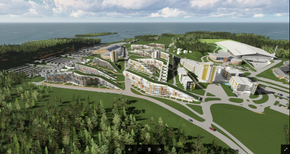 Når hele anlegget er ferdig vil det inneholde 1600 hotellrom, et stort idrettsanlegg, ishockeyhall og en rekke andre fasiliteter. <i>Foto: Oslofjord Convention center</i>