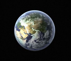 A high detail 3d render of the earth &amp; atmosphere