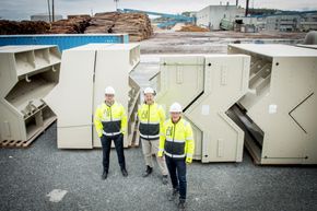 Mye begynner å bli klart på industriområdet til Biokraft. Fra venstre: Håvard Wollan, Odin Krogstad og Vidar Wikmark. <i>Foto: Havard Zeiner</i>
