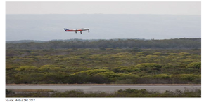 Dette et «Pilotless» Sagitta Airbus som tar av fra Overberg i Sør Afrika. Foto: Airbus.