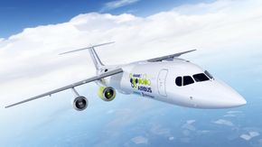 Det elektriske flykonseptet E-Fan X bygges i samarbeid mellom Airbus, Siemens og Rolls-Royce. <i>Illustrasjon:  Airbus</i>