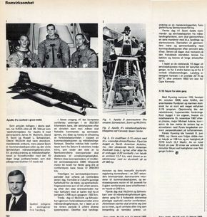 Erik Tandbergs artikkel om Apollo 9 og X-15s 199. og siste flygning. <i>Faksimile:  Teknisk Ukeblad 13. februar 1969.</i>