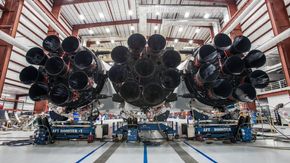 Rakettmotorene til Falcon Heavy. <i>Foto:  SpaceX</i>