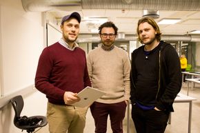 Oslo-selskapet Pointmedia har levert løsningen. Fra venstre Jo Jørgen Stordal,Pål Aamodt og Anders Horne. <i>Foto:  Pia Eide</i>