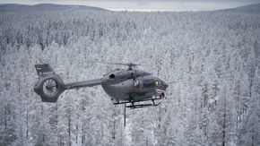 H145M var i slutten av desember på skytefeltet i Älvdalen i Sverige for å gjennomføre en av de siste testene av våpensystemet HForce. <i>Foto:  Airbus Helicopters</i>