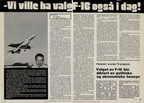 Noen måneder før Norge mottok sitt første F-16, ble det hevdet fra svensk hold at Saab 37 Viggen ble vraket av politiske hensyn. Ser man på konkurrentenes operative historie i årene som fulgte, var kanskje ikke valget så dumt. <i>Bilde:  Teknisk Ukeblad 19.04.79</i>