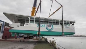 Den 26 tonn tunge Ecocat ble sjøsatt i mars 2018 fra verftet Metaletc Naval i Cantabria, på Spanias nordkyst. <i>Foto:  Metaltec Naval</i>