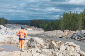 Bildet viser anleggsarbeidet på riksvei 3. <i>Foto:  Skanska</i>