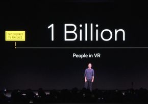 IKKE HELT I MÅL: Mark Zuckerberg på Oculus Connect i kveld.