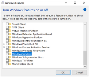 For å aktivere Windows Sanbox må du sitte på en Pro- eller Enterprise-lisens. Funksjonaliteten aktiveres via Windows Funskjonalitet. <i>Foto:  Microsoft</i>