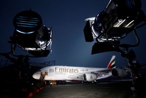 Airbus-fly nummer 6.000 var denne A380-en til Emirates som ble levert i Hamburg 18. januar 2010. <i>Foto:  Christian Charisius</i>