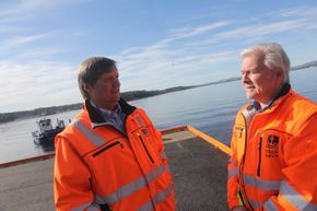 Svein Olav Lunde og Rolf Mauritz Hanssen i teknisk avdeling ved Oslo Havn KF. <i>Bilde:  Arne Fenstad</i>