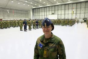 Generalmajor Tonje Skinnarland deltok på F-16-overføringen fra Ørland til Bodø. 338 skvadron har all grunn til å være stolte over sin historie, sier hun. <i>Foto:   Per Erlien Dalløkken</i>