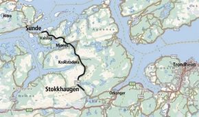 Lakseveien går fra Orkanger til Hitra, og skal stå ferdig 1. november 2020. <i>Ill:  Statens vegvesen</i>