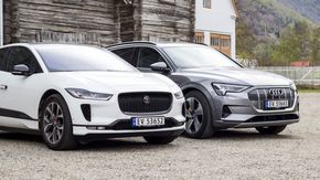 Jaguar I-Pace og Audi E-Tron er to SUV-er med store forskjeller i ladeeffekt. <i>Foto:  Marius Valle</i>