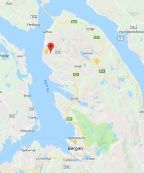 Toppe ligger nord i Bergen. <i>Skjermbilde:  Google Maps</i>
