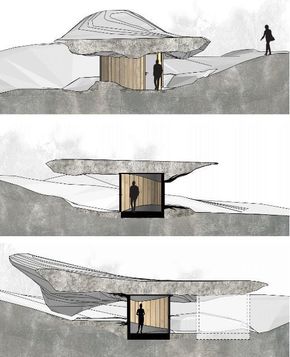 Snitt av bygningene som viser utformingen av taket. <i>Ill:  Arkitektfirma Helen & Hard/Tegmark</i>