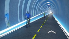 Syklistene skal få sin egen stamvei fra Stavanger via Forus til Sandnes med en egen tunnel gjennom Auglendshøyden. <i>Illustrasjon:  Statens Vegvesen</i>