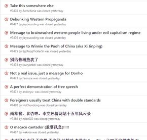 Utdrag av diskusjonene om Kina på Github-profilen til Notepad++. <i>Foto:  digi.no</i>