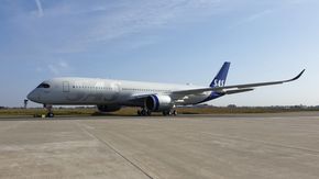 SAS er blant de nye A350-brukerne. Den første turen går fra København til Chicago 28. januar. <i>Foto:  SAS</i>