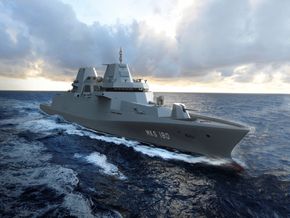 Tyskland skal ha minst fire slike MKS 180-fregatter. <i>Foto:  Damen Schelde Naval Shipbuilding B.V.</i>