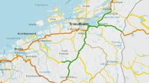 De grønne strekningene er veiene i kontrakten til og med høsten 2023. <i>Skjermbilde:  Statens vegvesen</i>