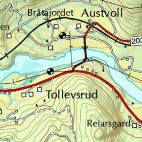 Kart over området der brua skal bygges. <i>Illustrasjon:  Viken fylkeskommune</i>