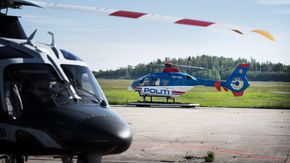 EC135 på Gardermoen med etterkommeren AW169 i forgrunnen. <i>Foto:  Eirik Helland Urke</i>