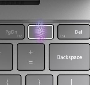 Enkelte Surface Laptop Go-utgaver har fingeravtrykkleser innebygd i på-knappen. <i>Foto: Microsoft</i>