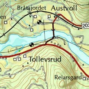 Kart over området der brua skal bygges. <i>Illustrasjon:  Viken fylkeskommune</i>