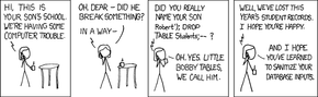 Forklaringen på «Little Bobby Tables». <i>Illustrasjon:  xkcd (CC BY-NC 2.5)</i>