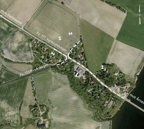 Kart over det berørte området. Tettstedet Årnes ligger rett på andre siden av Glomma (til høyre på kartet). <i>Illustrasjon:  Viken fylkeskommune</i>