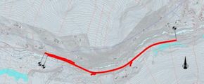 Kart over brua med tilstøtende vei. <i>Illustrasjon:  Statens vegvesen</i>