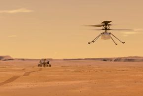 Ingenuity-helikopteret blir styrt av en nordmann og er verdens første romhelikopter. <i>Foto:  NASA/JPL-Caltech via AP / NTB</i>