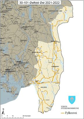 Driftskontrakten for Østfold Øst gjelder fra 1. september 2021 og dekker til sammen 459 kilometer med fylkesvei. Dette omfatter kommunene Marker, Aremark, Halden og store deler av Rakkestad.