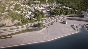 Den første forberedende entreprisen dreier seg om arbeider med å legge om infrastruktur i bakken i Kristiansand havn. <i>Illustrasjon:  Rambøll/Statens vegvesen</i>