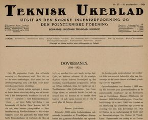 Teknisk Ukeblad fra 16. september 1921 var nesten i sin helhet viet byggingen av Dovrebanen. <i>Faksimile:  Teknisk Ukeblad</i>