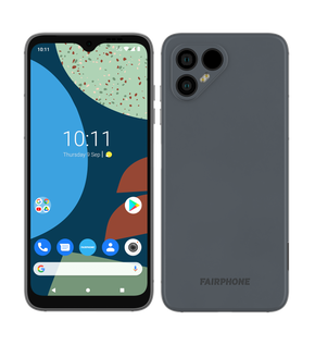 Fairphone 4 fås i grått eller grønt, og en spraglete versjon som kun selges direkte fra produsenten. <i>Foto:  Fairphone</i>