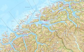 Fergeforbindelsene ligger ikke akkurat i nabolaget av hverandre. <i>Illustrasjon:  Statens vegvesen</i>