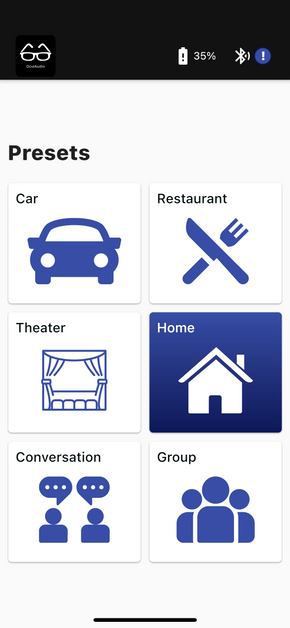 I appen vil brukeren tilpasse brillene til omgivelsene rundt seg, for eksempel trafikk, kafe, teater/kino eller hjem. <i>Illustrasjon:  Oculaudio</i>