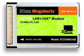 3Com 10/100 LAN+56K Modem Cardbus PC Card.