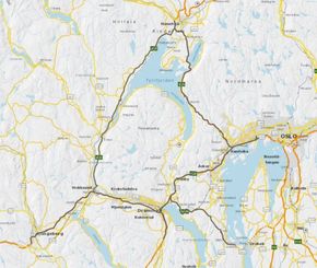 Kart over riksveiene som inngår i kontrakten. <i>Illustrasjon:  Statens vegvesen</i>
