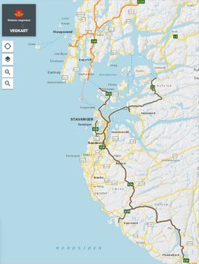 Kart over veinettet i den såkalte Stavangerkontrakten. <i>Illustrasjon:  Statens vegvesen</i>
