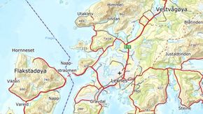 Nappstraumtunnelen ligger like vest for Leknes i Lofoten. <i>Illustrasjon:  Norgeskart</i>
