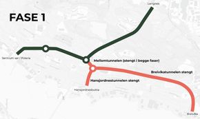 Fra mars 2023 til mai 2024 er tre tunneler stengt. <i>Illustrasjon:  Troms og Finnmark fylkeskommune</i>