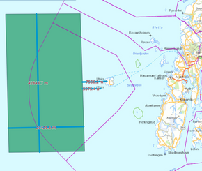 Det grønne området i havet indikerer hvor havvindparken Utsira Nord skal plasseres. <i>Illustrasjon:  Kartverket</i>